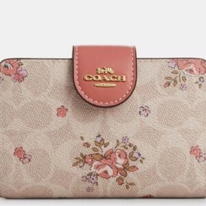 Coach Medium Corner Zip Signature  Floral Wallet